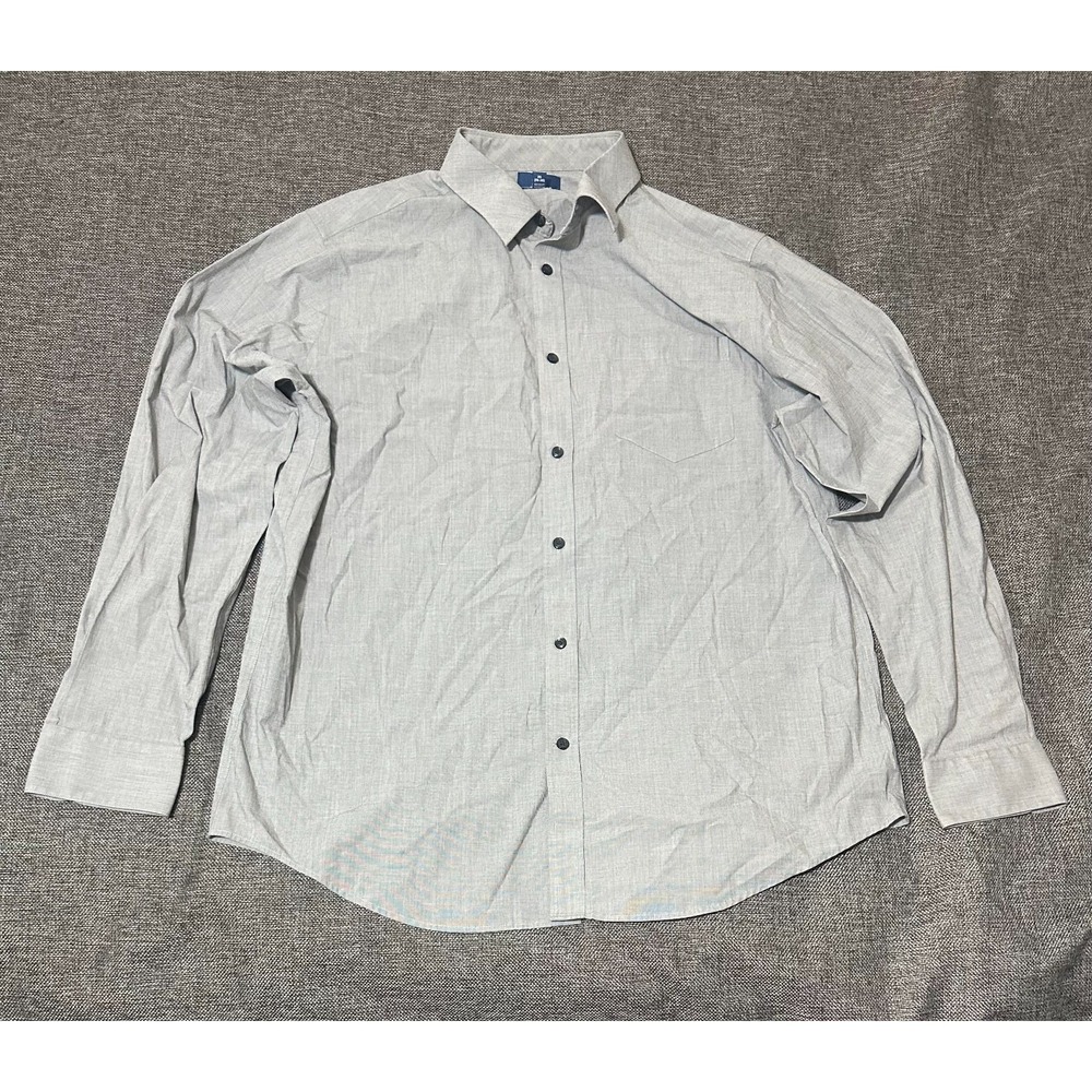George Classic Fit Men's XL 46-48 Gray Long Sleeve‎ Shirt